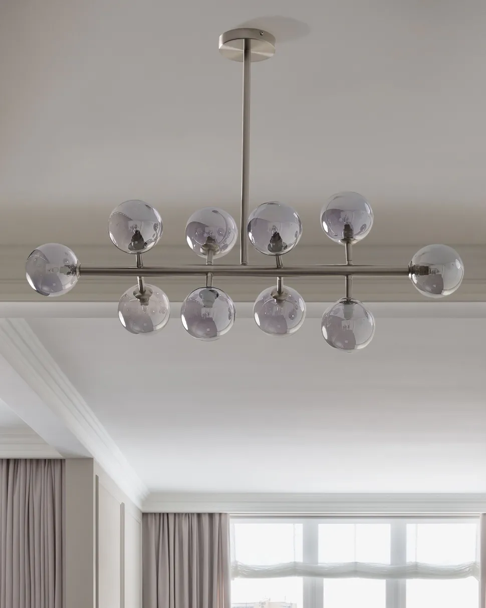 Candeeiro De Teto Para 10 Lampadas Prateado Ramis