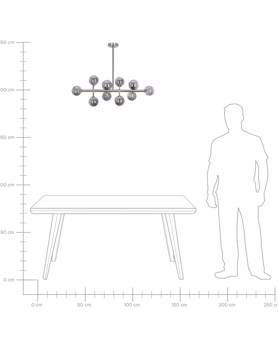 Candeeiro De Teto Para 10 Lampadas Prateado Ramis