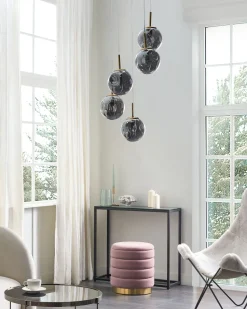 Candeeiro De Teto Para 5 Luzes Em Vidro Transparente E Bronze Ralfes