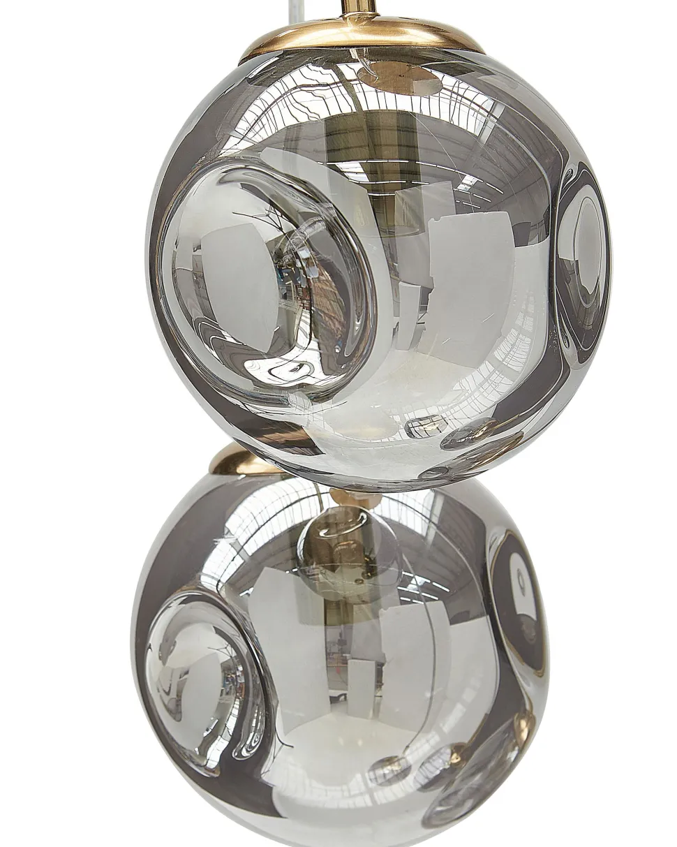 Candeeiro De Teto Para 5 Luzes Em Vidro Transparente E Bronze Ralfes