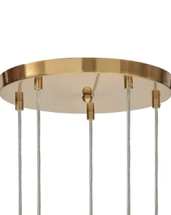 Candeeiro De Teto Para 5 Luzes Em Vidro Transparente E Bronze Ralfes