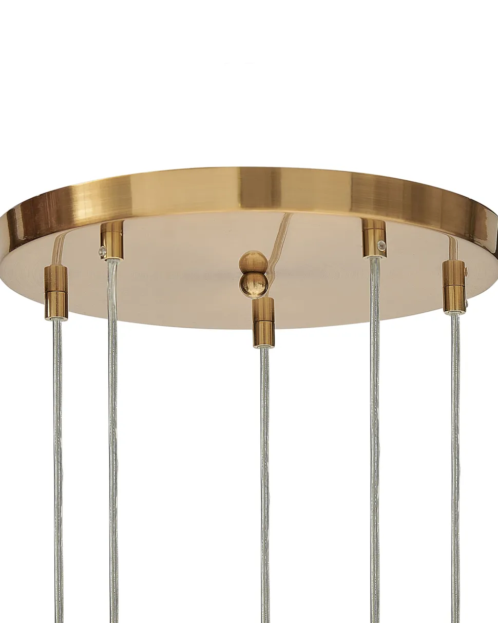 Candeeiro De Teto Para 5 Luzes Em Vidro Transparente E Bronze Ralfes