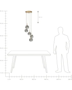 Candeeiro De Teto Para 5 Luzes Em Vidro Transparente E Bronze Ralfes