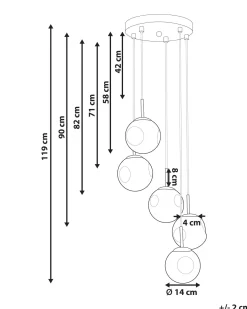 Candeeiro De Teto Para 5 Luzes Em Vidro Transparente E Bronze Ralfes