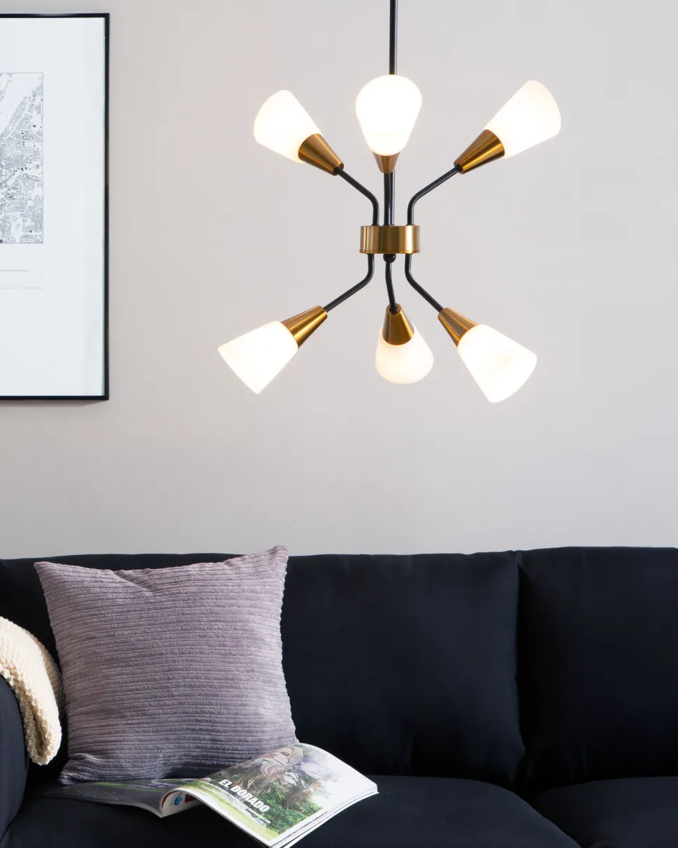 Candeeiro De Teto Para 6 Lampadas Em Metal Branco Aroyo Vi