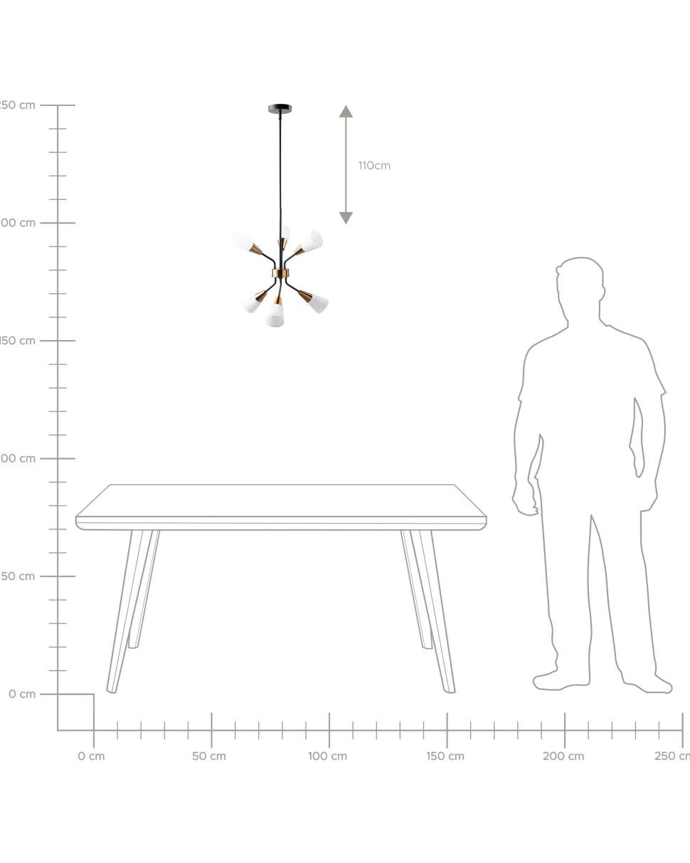 Candeeiro De Teto Para 6 Lampadas Em Metal Branco Aroyo Vi