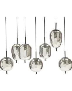 Candeeiro De Teto Para 7 Lampadas Em Vidro Prateado Tarlo