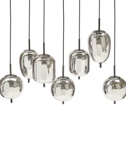 Candeeiro De Teto Para 7 Lampadas Em Vidro Prateado Tarlo