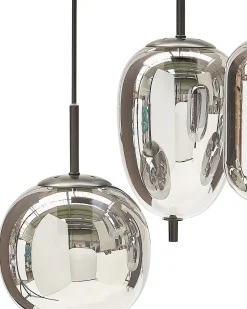 Candeeiro De Teto Para 7 Lampadas Em Vidro Prateado Tarlo