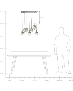 Candeeiro De Teto Para 7 Lampadas Em Vidro Prateado Tarlo