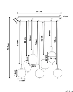 Candeeiro De Teto Para 7 Lampadas Em Vidro Prateado Tarlo