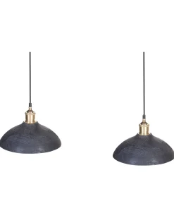 Candeeiro De Teto Para 2 Lampadas Em Madeira Preta Cheyyar