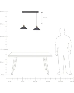 Candeeiro De Teto Para 2 Lampadas Em Madeira Preta Cheyyar
