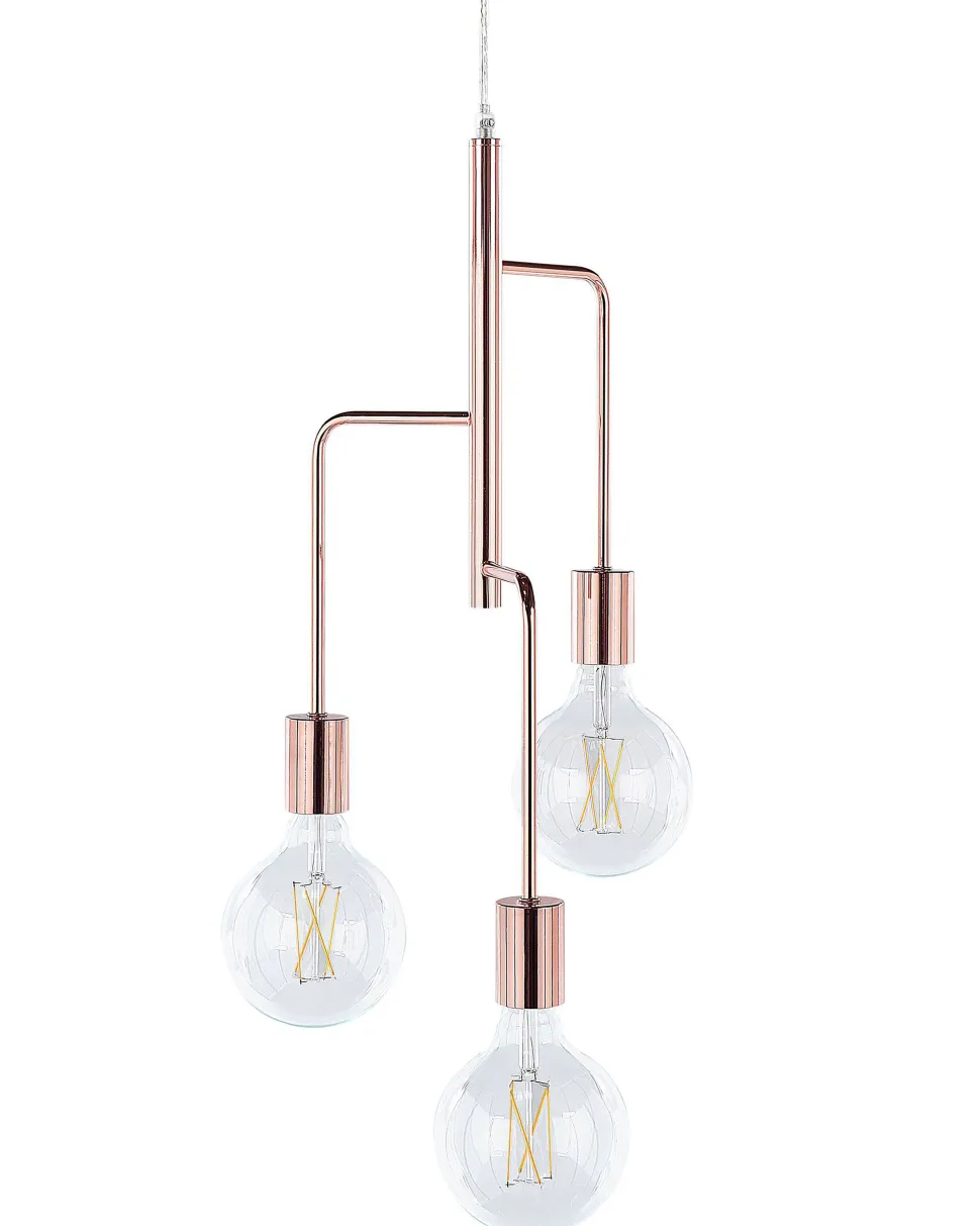 Candeeiro De Teto Para 3 Lampadas Cor De Cobre Bogna