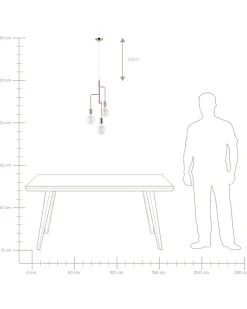 Candeeiro De Teto Para 3 Lampadas Cor De Cobre Bogna
