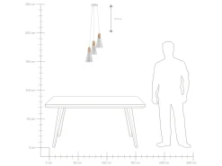 Candeeiro De Teto Para 3 Lampadas Em Metal E Madeira Branco Ticino