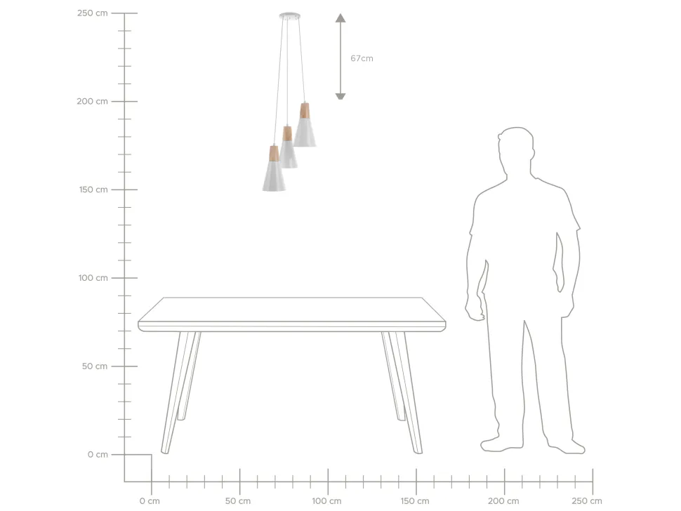 Candeeiro De Teto Para 3 Lampadas Em Metal E Madeira Branco Ticino