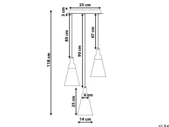 Candeeiro De Teto Para 3 Lampadas Em Metal E Madeira Branco Ticino