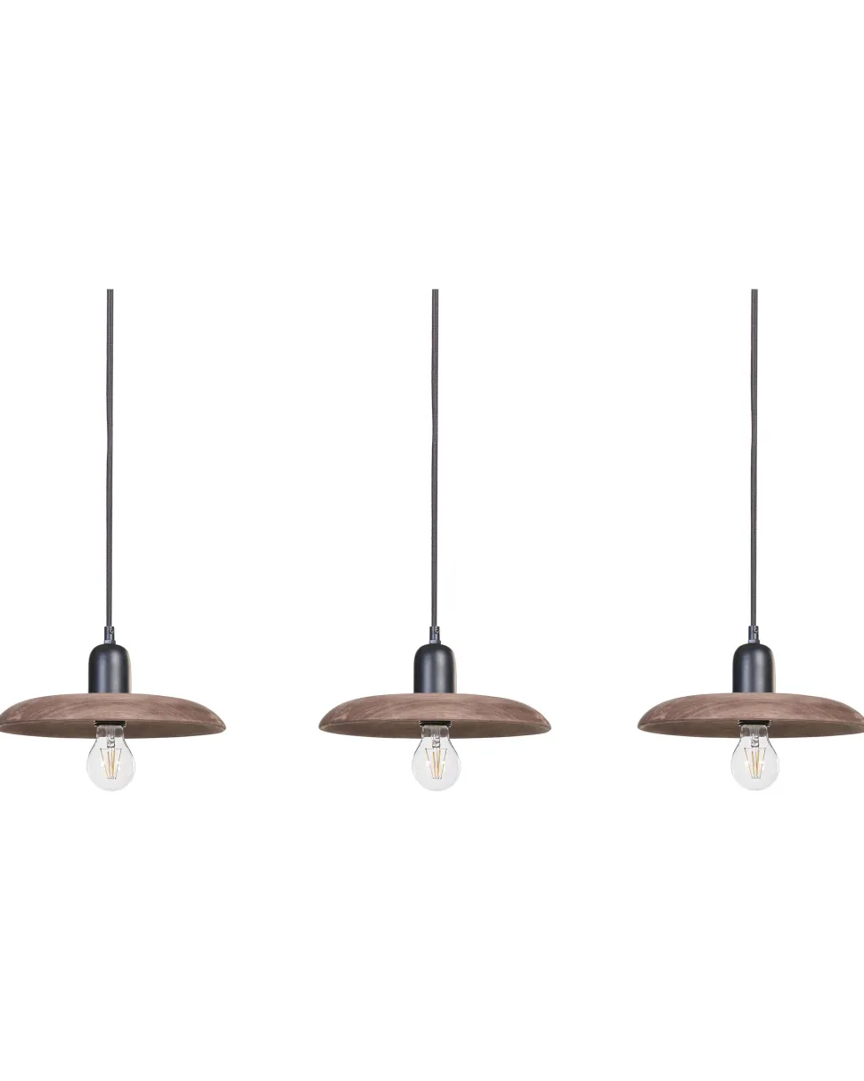 Candeeiro De Teto Para 3 Lampadas Em Madeira Escura Manjeera