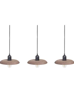 Candeeiro De Teto Para 3 Lampadas Em Madeira Escura Manjeera