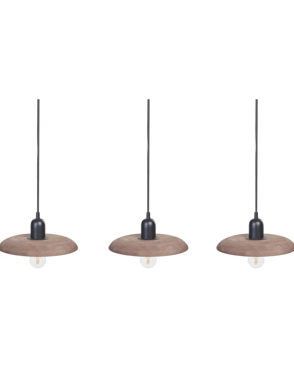 Candeeiro De Teto Para 3 Lampadas Em Madeira Escura Manjeera