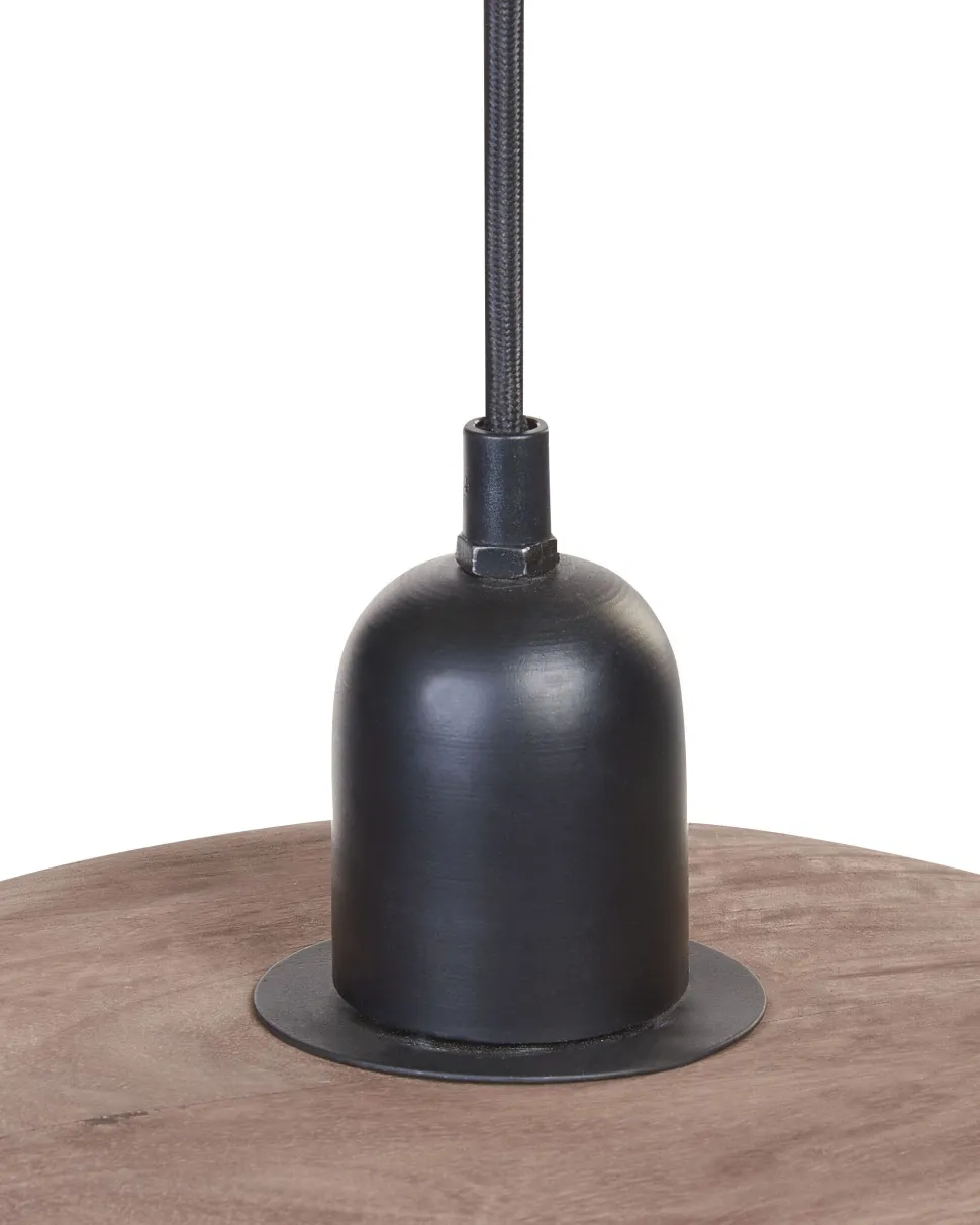 Candeeiro De Teto Para 3 Lampadas Em Madeira Escura Manjeera