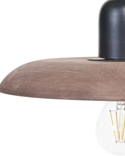 Candeeiro De Teto Para 3 Lampadas Em Madeira Escura Manjeera