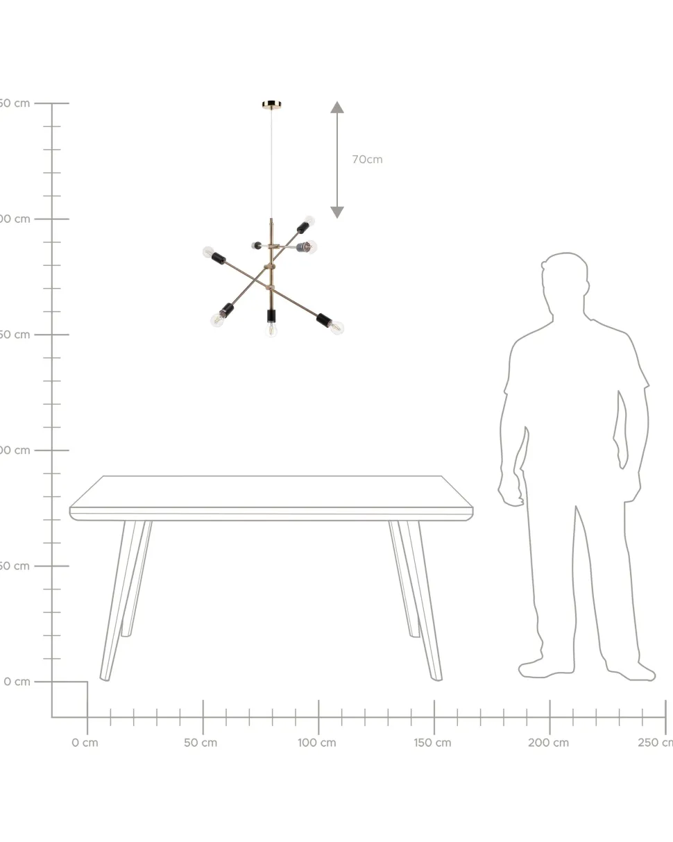 Candeeiro De Teto Para 7 Lampadas Cor De Cobre Cremera