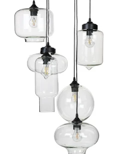 Candeeiro De Teto Para 6 Lampadas Em Vidro Transparente Bemboka