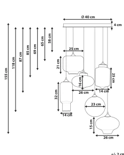 Candeeiro De Teto Para 6 Lampadas Em Vidro Transparente Bemboka