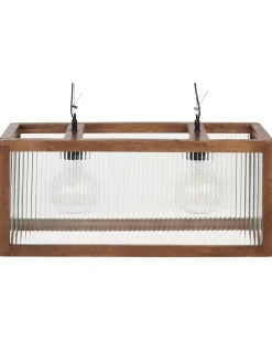 Candeeiro De Teto Para 2 Lampadas Em Madeira Clara Penna