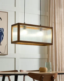 Candeeiro De Teto Para 2 Lampadas Em Madeira Clara Penna