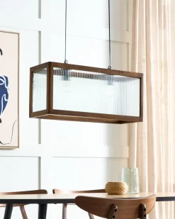 Candeeiro De Teto Para 2 Lampadas Em Madeira Clara Penna