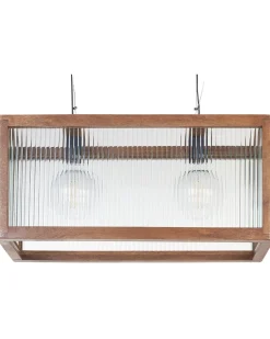 Candeeiro De Teto Para 2 Lampadas Em Madeira Clara Penna