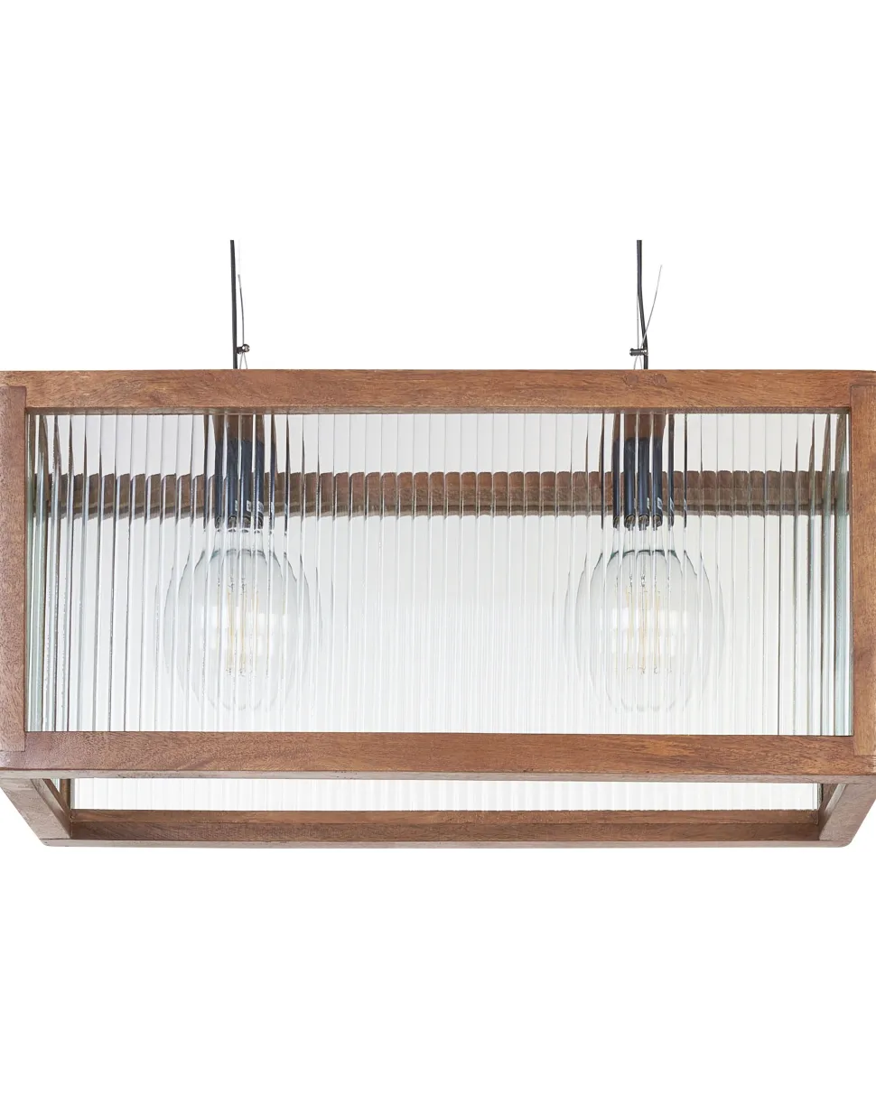 Candeeiro De Teto Para 2 Lampadas Em Madeira Clara Penna