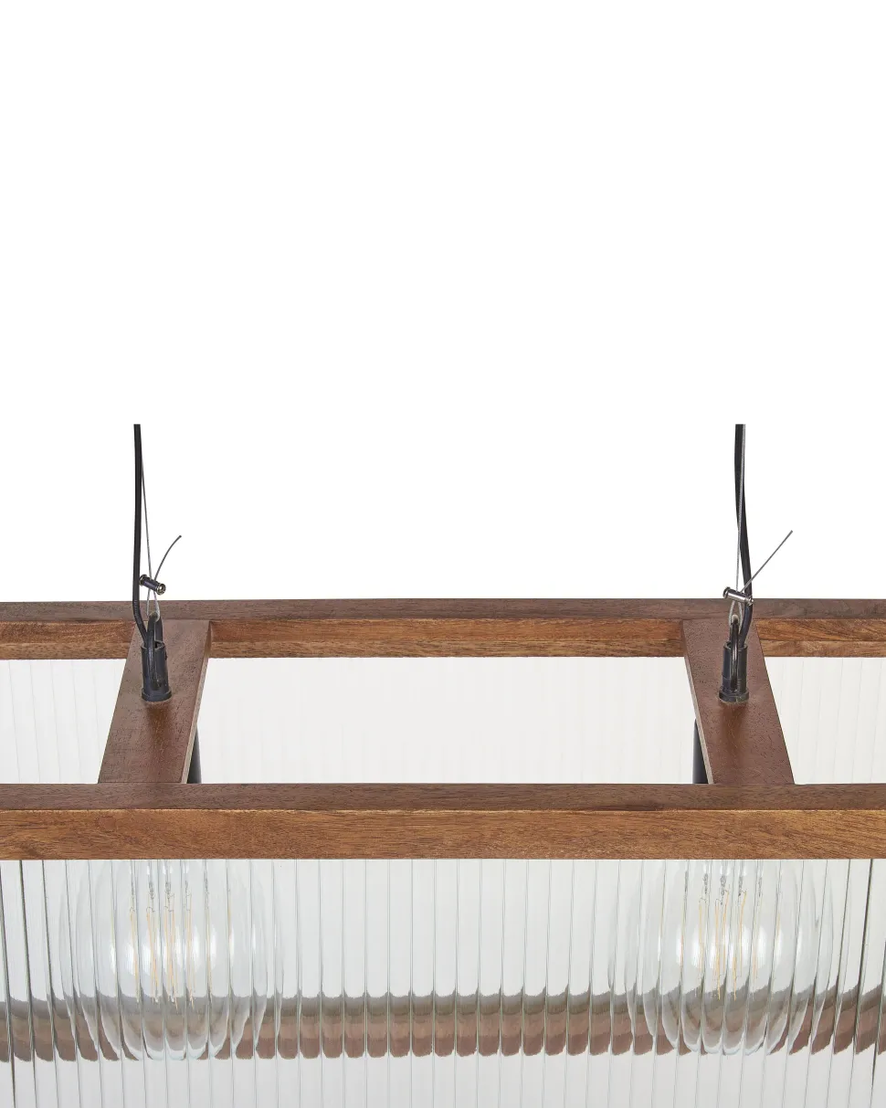 Candeeiro De Teto Para 2 Lampadas Em Madeira Clara Penna