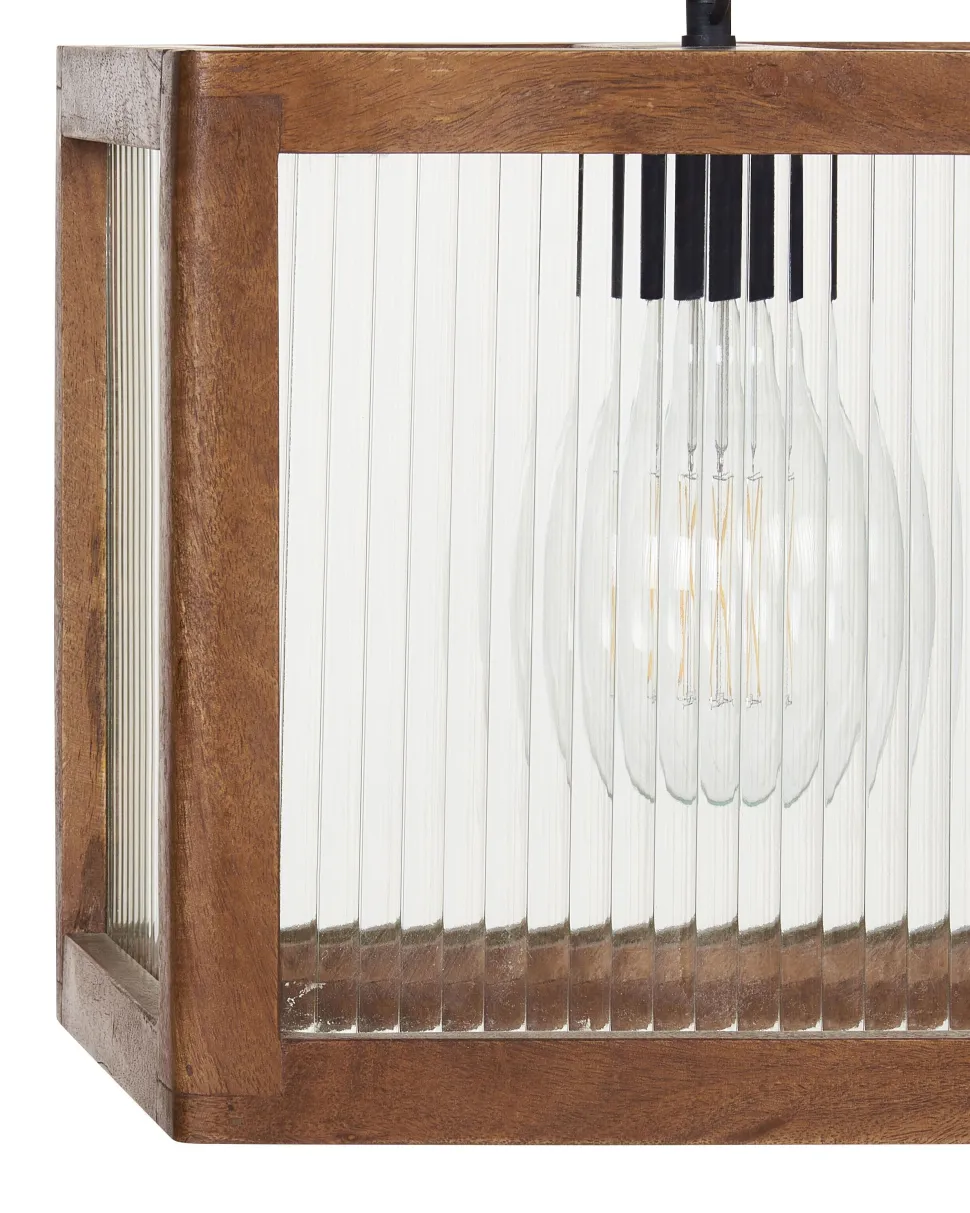 Candeeiro De Teto Para 2 Lampadas Em Madeira Clara Penna