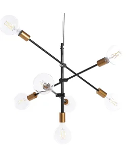 Candeeiro De Teto Para 7 Lampadas Preto E Dourado Cremera
