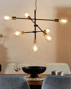 Candeeiro De Teto Para 7 Lampadas Preto E Dourado Cremera