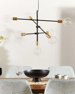 Candeeiro De Teto Para 7 Lampadas Preto E Dourado Cremera