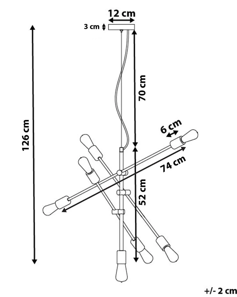 Candeeiro De Teto Para 7 Lampadas Preto E Dourado Cremera