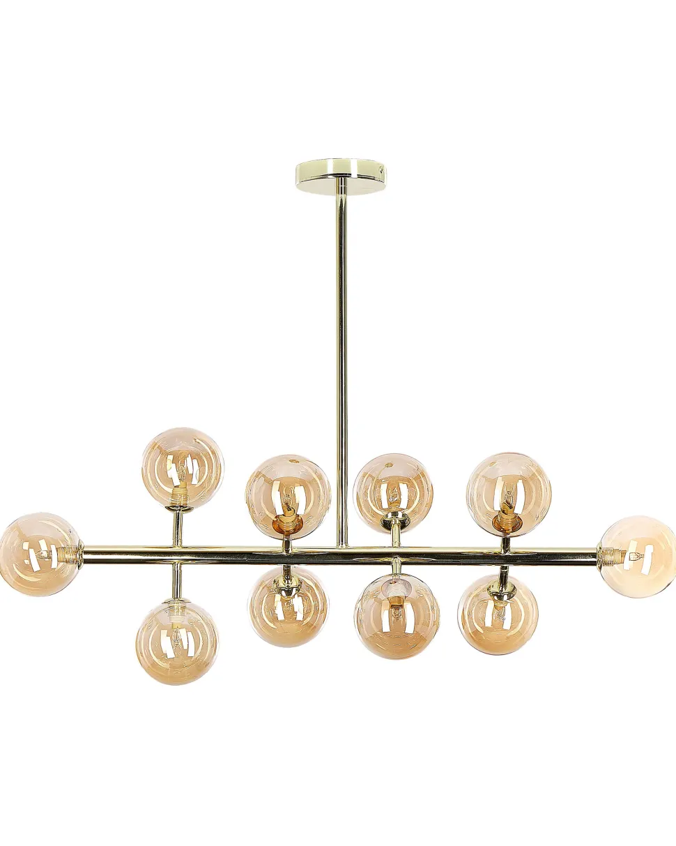 Candeeiro De Teto Para 10 Lampadas Dourado Ramis