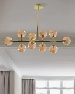 Candeeiro De Teto Para 10 Lampadas Dourado Ramis