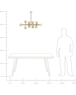 Candeeiro De Teto Para 10 Lampadas Dourado Ramis