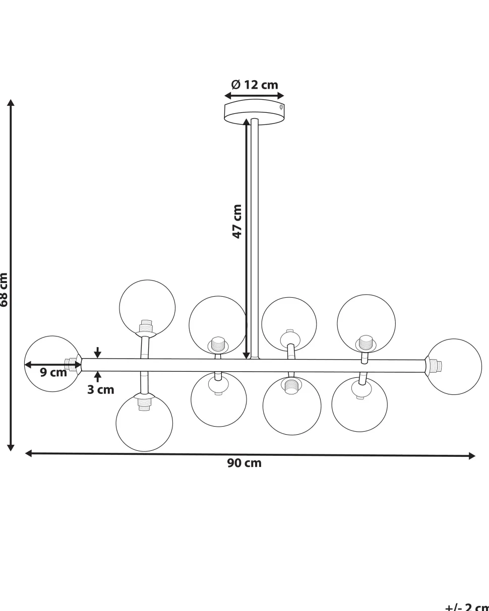 Candeeiro De Teto Para 10 Lampadas Dourado Ramis