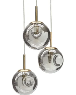 Candeeiro De Teto Para 3 Luzes Em Vidro Transparente E Bronze Ralfes