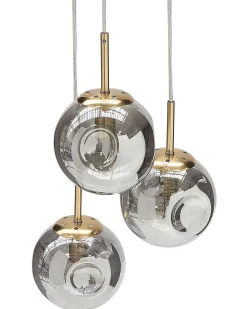 Candeeiro De Teto Para 3 Luzes Em Vidro Transparente E Bronze Ralfes