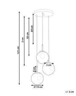 Candeeiro De Teto Para 3 Luzes Em Vidro Transparente E Bronze Ralfes