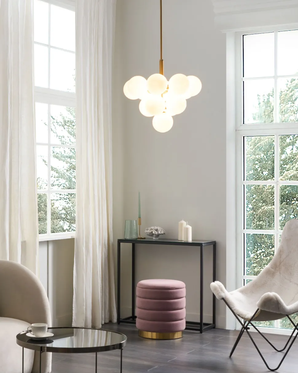 Candeeiro De Teto Para 13 Lampadas Em Metal De Cor Bronze Birrie