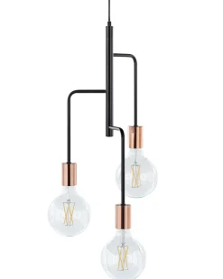 Candeeiro De Teto Para 3 Lampadas Preto Bogna